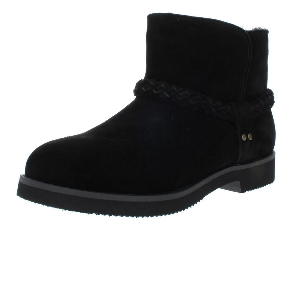 Style & Co. Womens Kaii Suede Faux Fur Lined Booties Black